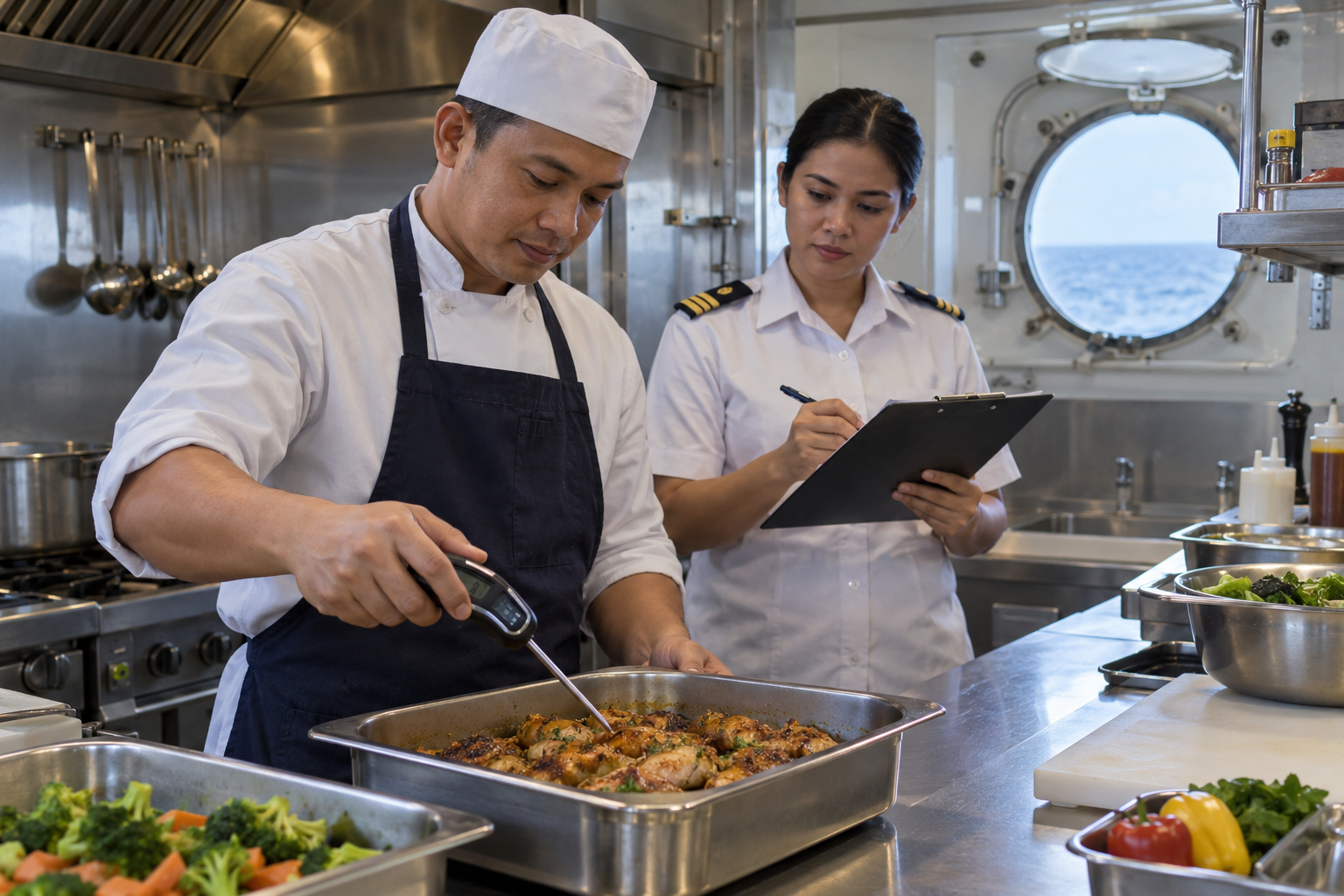 Food temperature monitoring in a shipboard galley